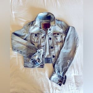 Medium wash denim jacket, size M by Hollister
